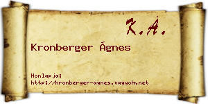 Kronberger Ágnes névjegykártya